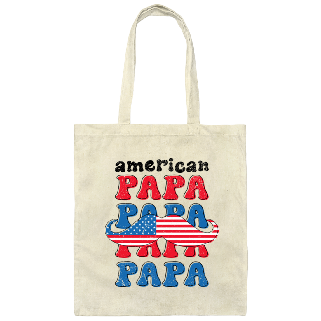 American Papa, Papa, Father's Day, Beard American Dad Canvas Tote Bag