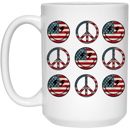Peace American, Smiley Emotion, Smile America, Peace Smile White Mug