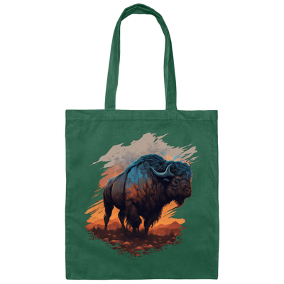 Buffalo Love Gift, Buffalo On A Field, Vintage Style, Cool Buffalo Canvas Tote Bag