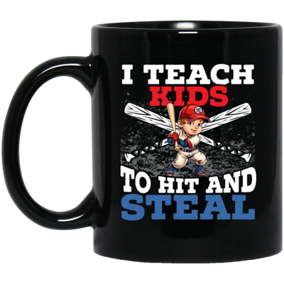 I Teach Kids To Hit And Steal, Super Baseball Player Black Mug