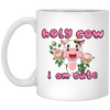 Holy Cow, I Am Cute, Cute Cow, Flower With Cow, Lovely Cow, Merry Christmas, Trendy Chrismas White Mug