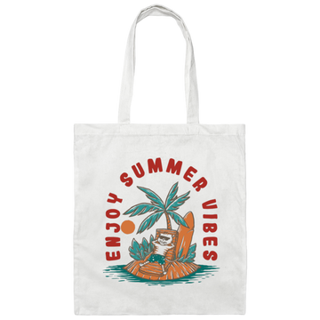 Enjoy Summer Vibes, Relax On Hawaii, Palm Tree Oasis Canvas Tote Bag