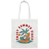 Enjoy Summer Vibes, Relax On Hawaii, Palm Tree Oasis Canvas Tote Bag