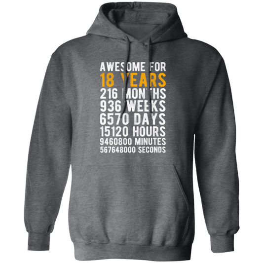 Awesome 18th Birthday, 18 Years Old, Love 18th Gift, 18th Year In Life Pullover Hoodie