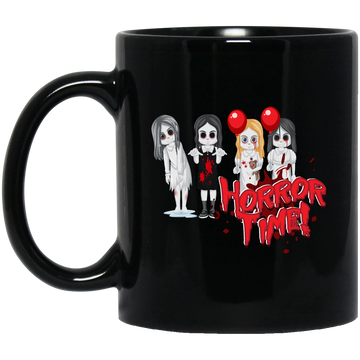 Horror Time, Horror Nigth, Happy Halloween, Cute Ghost Black Mug