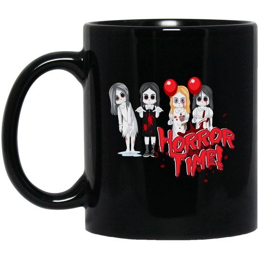 Horror Time, Horror Nigth, Happy Halloween, Cute Ghost Black Mug