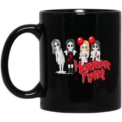 Horror Time, Horror Nigth, Happy Halloween, Cute Ghost Black Mug