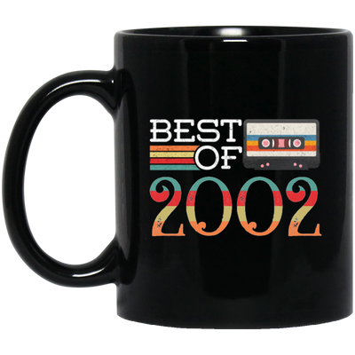 Best Of 2002, Vintage 18th Gift, Birthday Anniversary Gift, Retro Cassette Black Mug