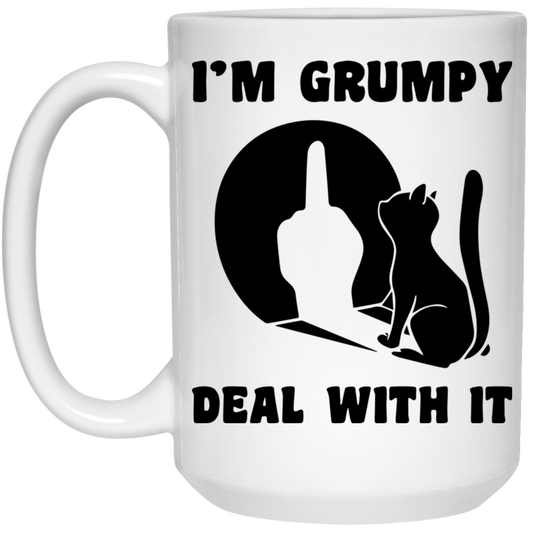 I'm Grumpy, Deal With It, Grumpy Cat, Angry Cat, Grumpy Gift White Mug
