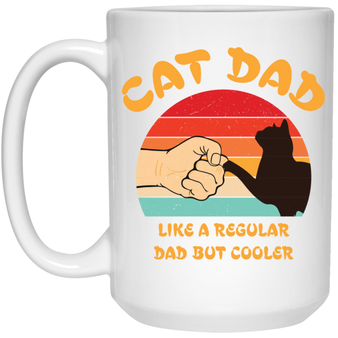 Cat Dad, Like A Regular Dad But Cooler, Cat Lover, Retro Cat White Mug