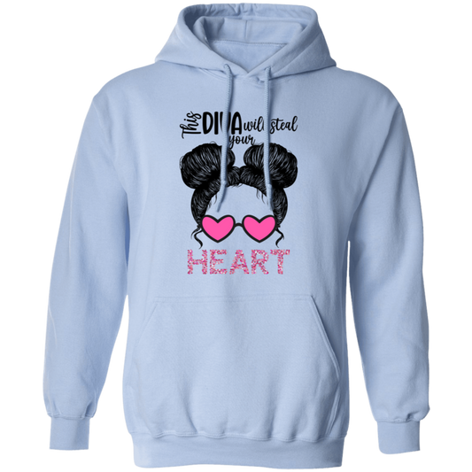 This Diva Will Steal Your Heart, Love This Messy Bun Hair Pullover Hoodie