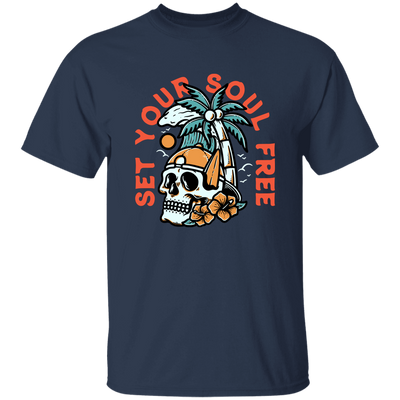 Set Your Soul Free, Cool Skull, Palm Tree On The Beach Unisex T-Shirt