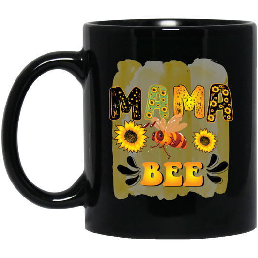 Mama Bee, Mother's Day Gifts, Bee Hard Working Black Mug