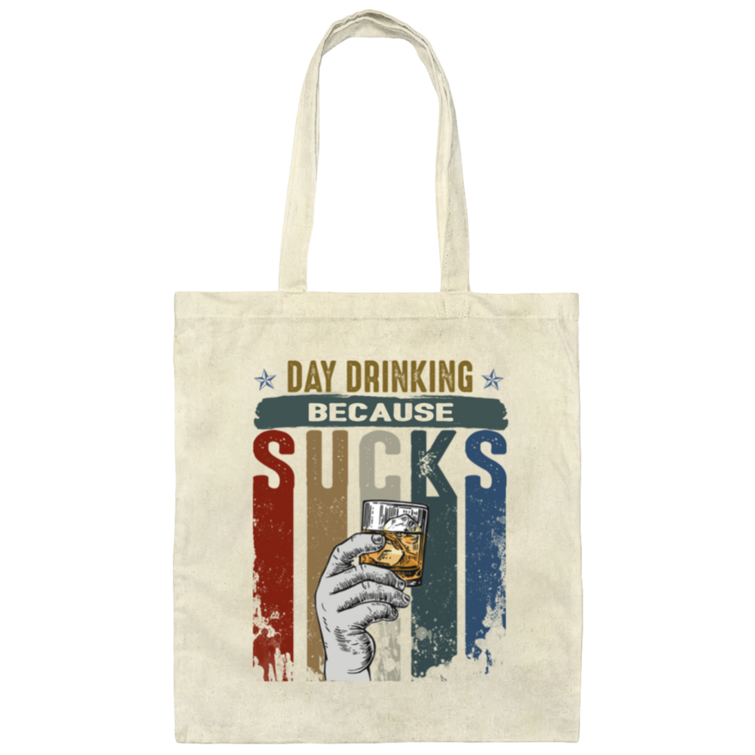 Retro Day Drinking Because Sucks Vintage Canvas Tote Bag