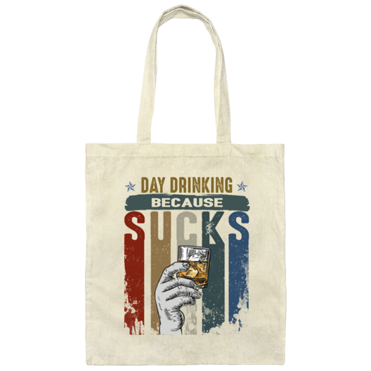 Retro Day Drinking Because Sucks Vintage Canvas Tote Bag