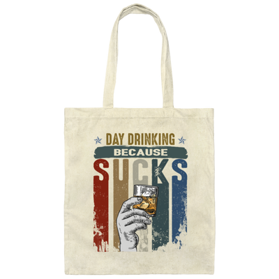 Retro Day Drinking Because Sucks Vintage Canvas Tote Bag