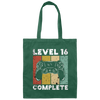 Level 16 Complete, 16th Birthday Gamer Gift, Love Game Gift Canvas Tote Bag