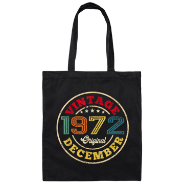 Vintage December 1972, Legend 1972 Birthday Retro Canvas Tote Bag