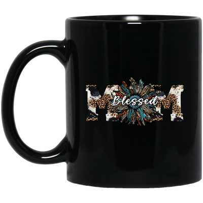 Blessed Mom, Leopard Mom, Mother_s Day Gifts, Mama Sunflower Black Mug