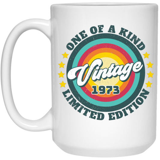 One Of A Kind Limited Edition, Vintage 1973, Retro 1973 White Mug