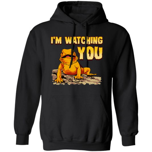 Bearded Dragons, I Am Watching You, Gold Frog, Frog Watching You Pullover Hoodie