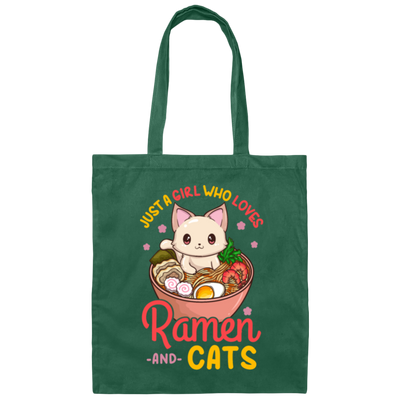 Ramen Lover, Just A Girl Who Loves Ramen And Cats Canvas Tote Bag