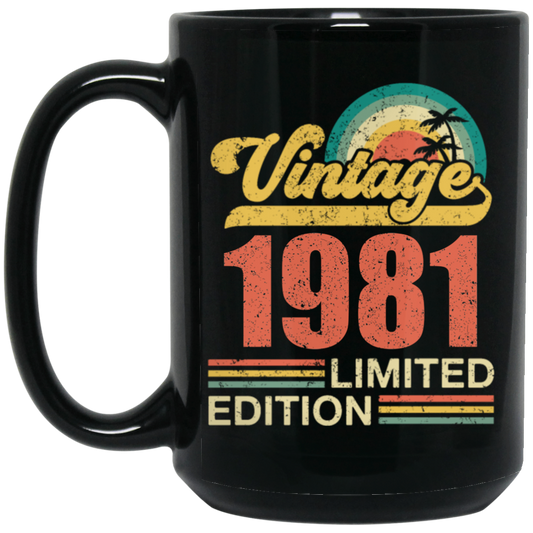 Hawaii 1981 Gift, Vintage 1981 Limited Gift, Retro 1981, Tropical Style Black Mug