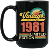 Hawaii 1981 Gift, Vintage 1981 Limited Gift, Retro 1981, Tropical Style Black Mug