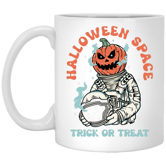 Halloween Space, Trick Or Treat, Astronaut Halloween White Mug