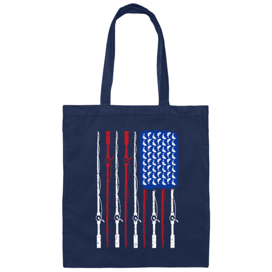 American Rod, Fishing American, Fisherman Lover, Fisherman Gift, Fish Rod Canvas Tote Bag