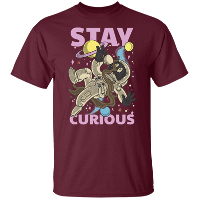 Astronaut Holding A Coffee Cup, Retro Astronaut, Stay Curious Unisex T-Shirt