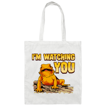 Bearded Dragons, I Am Watching You, Gold Frog, Frog Watching You Canvas Tote Bag