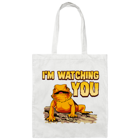 Bearded Dragons, I Am Watching You, Gold Frog, Frog Watching You Canvas Tote Bag