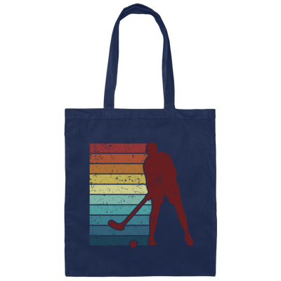 Retro Hockey Player, Field Hockey Indoor Hockey Canvas Tote Bag