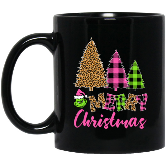 Leopard Christmas, Plaid Christmas, Trendy Grinch, Merry Christmas, Trendy Christmas Black Mug