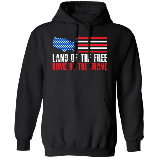 Land Of The Free Home Of The Brave, American Flag Pullover Hoodie