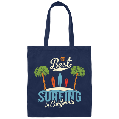 Best Surfing In California, Love Beach, California Vacation Canvas Tote Bag