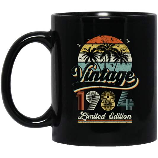 Vintage 1984, Birthday 1984, Retro Birthday, Limited Edition Black Mug