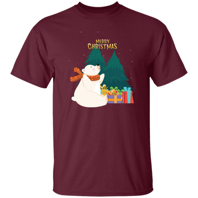 Cute Bear In Christmas, White Bear, Snow Bear, Merry Christmas, Trendy Christmas Unisex T-Shirt