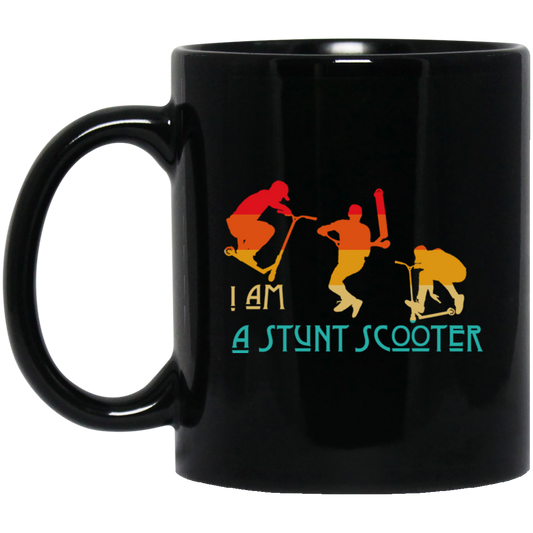 Scoot, Scooter, I Am A Stunt Scooter, Funny Sport Vintage Style, Sporty Gift Black Mug