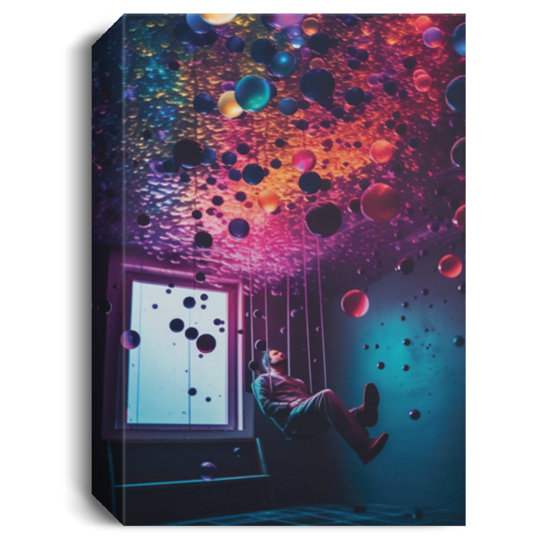 Physics And Gravity Place, Surreal Manifestation Of Low Gravity, Colorful Lighting Canvas