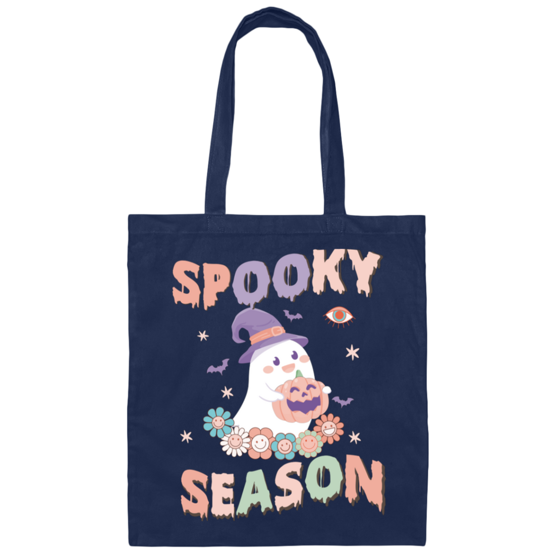 Spooky Season, Happy Halloween, Cute Boo Canvas Tote Bag