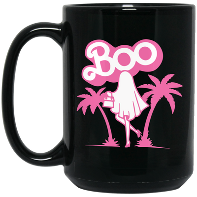 Maliboo, Ghost Boo, Ghost Pink, Pinky Ghost, Woman Boo Black Mug