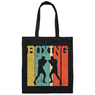 Boxing Lover, Love Boxing, Boxing Silhouette, Retro Boxing Canvas Tote Bag