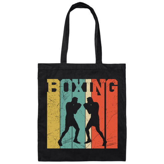Boxing Lover, Love Boxing, Boxing Silhouette, Retro Boxing Canvas Tote Bag
