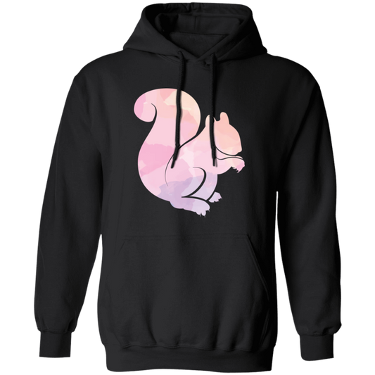 Squirrel Silhouette, Watercolor Squirrel, Animal Silhouette Pullover Hoodie