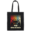Retro 40th Birthday Gift, Level 40 Unlocked, Play Gaming Lover Canvas Tote Bag