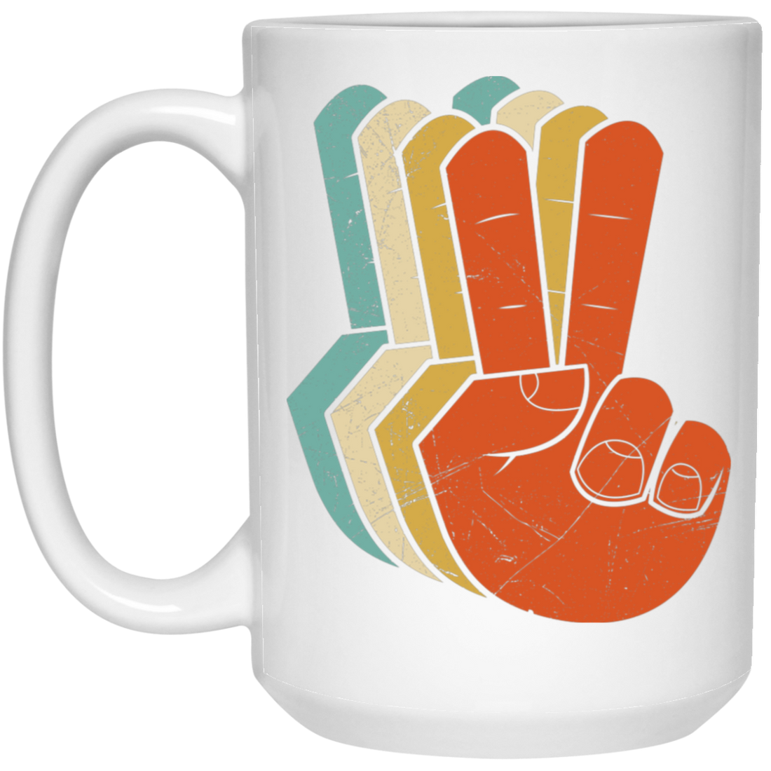 Peace Sign, Retro Peace Sign, Love Peace, Say Hi White Mug