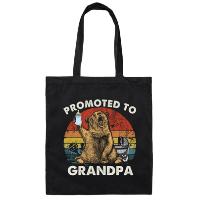 Vintage Promoted To Grandpa Bear, Bear Lover Gift In Vintage Canvas Tote Bag