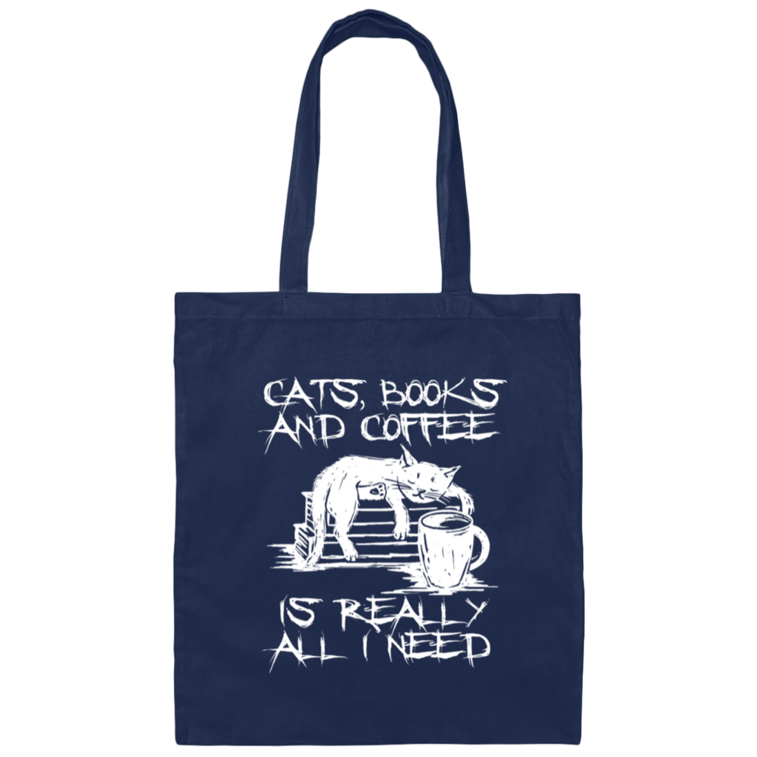 Cats, Books and Coffee Is All I Need Gift Canvas Tote Bag